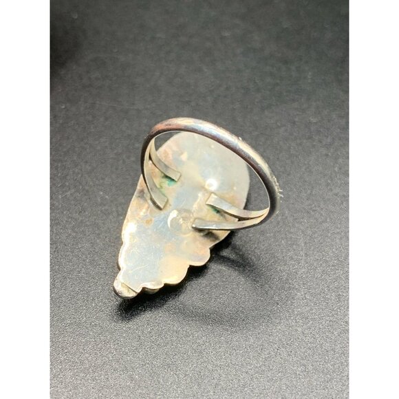 Navajo Malachite Ring Size 6 Sterling Silver Elongated Teardrop Stone Raindrops - Picture 7 of 9